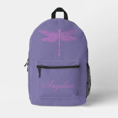 Rosa und Lila Fantasy Dragonfly personalisieren Bedruckter Rucksack (Vorderseite)