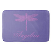 Rosa und Lila Fantasy-Libelle Badematte (Vorderseite)