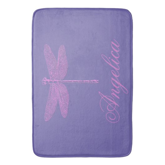 Rosa und Lila Fantasy-Libelle Badematte (Vorderseite Vertikal)