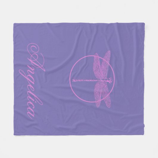 Rosa und Lila Fantasy-Libelle Fleecedecke (Vorderseite (Horizontal))