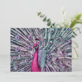 Rosa und Lila Fantasy-Pfau-Party Einladungen (Stehend Vorderseite)