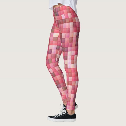 Rosa und Lila Fliesenmosaik Leggings (Links)