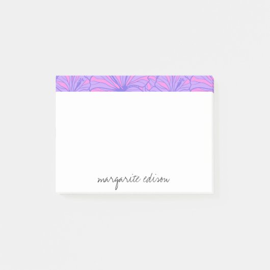 Rosa und Lila Floraldesign Post-it Klebezettel (Vorderseite)