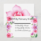 Rosa und Lila florale Ansprechkarte RSVP Karte (Vorne/Hinten)