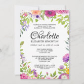 Rosa und Lila florale Aquarelltaufe Einladung (Vorderseite)