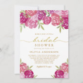 Rosa und Lila florale Rose Blätter Brautparty Einladung (Vorderseite)