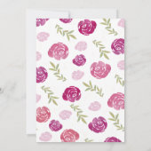 Rosa und Lila florale Rose Blätter Brautparty Einladung (Rückseite)