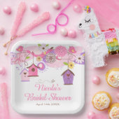 Rosa und lila florale Vogelkäfige Brautparty Pappteller (Party)