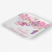 Rosa und lila florale Vogelkäfige Brautparty Pappteller (Gewinkelt)