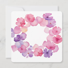 Rosa und lila floraler Kranz PNG-Rahmen Einladung