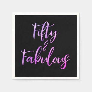 Rosa und lila Folie fünfzig und fabelhaftes Serviette