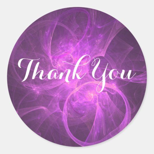 Rosa und Lila Fraktal mit Circles Vielen Dank Runder Aufkleber (Vorderseite)