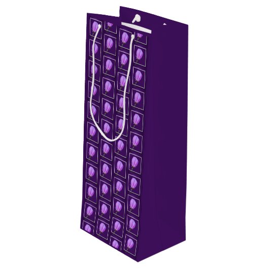 Rosa und Lila Frühjahrsmuster Geschenktüte Für Weinflaschen (Rückseite Schrägansicht)