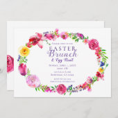 Rosa und Lila Frühlingsblumen Blumen Moderne Einladung (Vorne/Hinten)