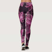 Rosa und Lila funkelnde Blume Leggings (Rückseite)