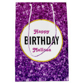 Rosa und Lila funkelnder Glitzer Edelsteine Geburt Mittlere Geschenktüte (Vorderseite)