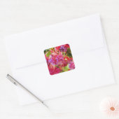 Rosa und lila Fuschia-Blume Quadratischer Aufkleber (Umschlag)