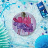 ROSA UND LILA FUSCHIA BLUMEN-PAPIER-TELLER PAPPTELLER (Party)