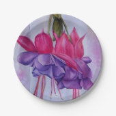 ROSA UND LILA FUSCHIA BLUMEN-PAPIER-TELLER PAPPTELLER (Vorderseite)