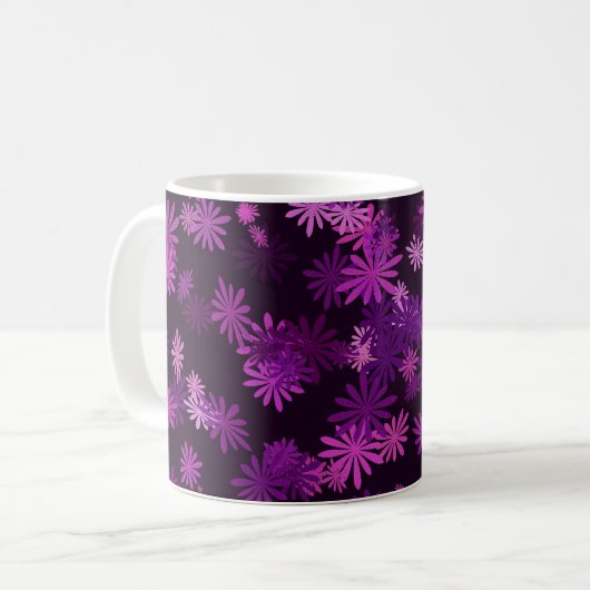 Rosa und lila Gänseblümchen Kaffeetasse (Vorderseite Links)
