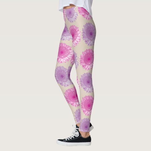 Rosa und lila gerberne Blumenmuster Leggings (Links)