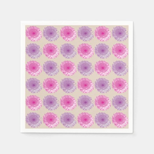 Rosa und lila gerberne Blumenmuster Serviette (Vorderseite)
