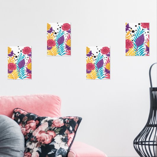 Rosa und lila geschnittene Blume mit komplizierten Bilderwand Sets (Wohnzimmer)