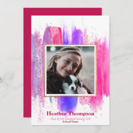 Rosa und Lila gestrichene Glitzer Glitzern Abschlu Einladung