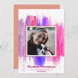 Rosa und Lila gestrichene Glitzer Glitzern Abschlu Einladung