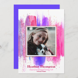 Rosa und Lila gestrichene Glitzer Glitzern Abschlu Einladung
