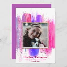 Rosa und Lila gestrichene Glitzer Glitzern Abschlu Einladung