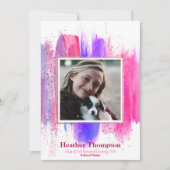Rosa und Lila gestrichene Glitzer Glitzern Abschlu Einladung (Vorderseite)