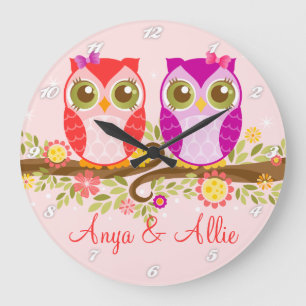 Rosa und Lila Girl-Ölen - Custom Wall Clock Große Wanduhr