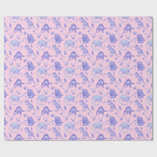 Rosa und Lila Girls Dinosaur Geschenkwrap Geschenkpapier (Flach)