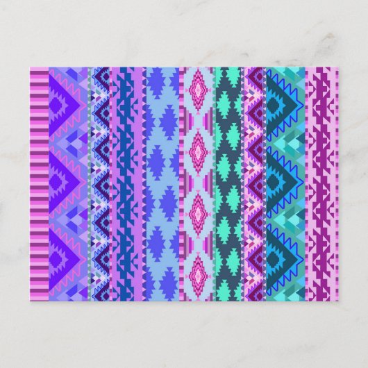 Rosa und Lila Girly Aztec Postkarte (Vorderseite)