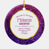 Rosa und Lila glatter Glitzer Edelsteine Geburt Keramik Ornament (Hinten)