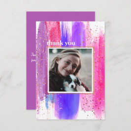 Rosa und Lila Glitzer Abschluss Danke Karte