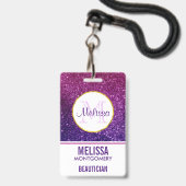 Rosa und Lila Glitzer-Edelsteine Ausweis (Back with Lanyard)