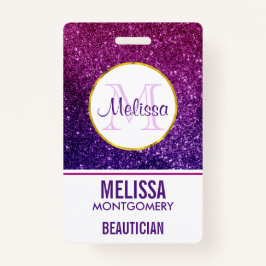 Rosa und Lila Glitzer-Edelsteine Ausweis