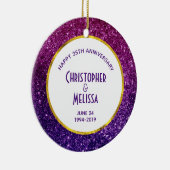 Rosa und Lila Glitzer-Edelsteine Keramik Ornament (Rechts)