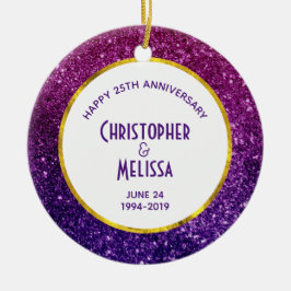 Rosa und Lila Glitzer-Edelsteine Keramik Ornament