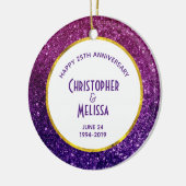 Rosa und Lila Glitzer-Edelsteine Keramik Ornament (Links)