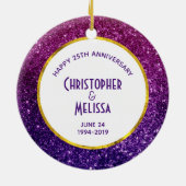 Rosa und Lila Glitzer-Edelsteine Keramik Ornament (Hinten)