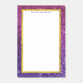 Rosa und Lila Glitzer-Edelsteine Post-it Klebezettel (Vorderseite)