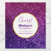 Rosa und Lila Glitzer-Edelsteine Weinetikett (Einzelnes Label)