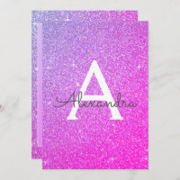 Rosa und Lila Glitzer Kinderdusche Einladung