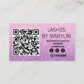 Rosa und Lila Glitzer Ombre Lash Tech Treuekarte (Rückseite)