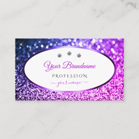 Rosa und Lila Glitzer Weißschmuck Beruflich Visitenkarte (Vorderseite)