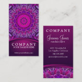 Rosa und lila glühender Mandala - dunkler rosa Visitenkarte (Vorne/Hinten)