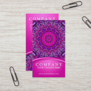 Rosa und lila glühender Mandala - rosa Entwurf Visitenkarte